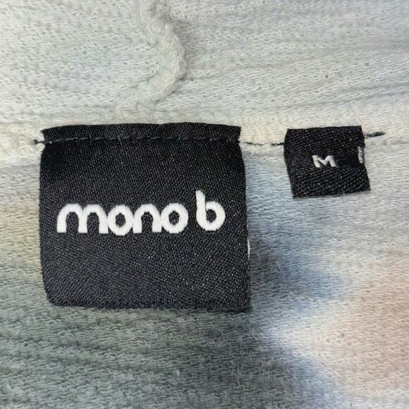 Mono B Sweater Women's Medium Tie Dye Jacquard Cropped Hoodie white, tan, green - Picture 4 of 16